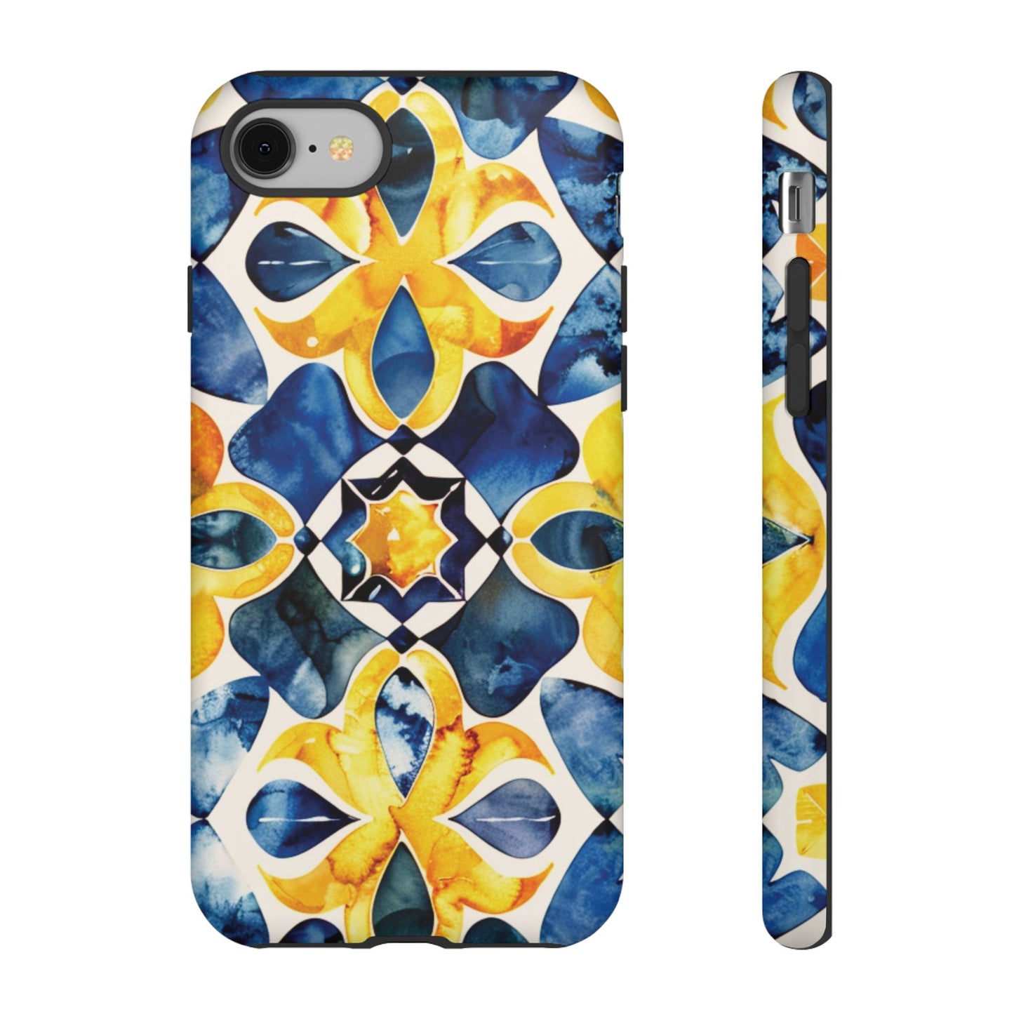 Kaleidoscope Art Phone Case - Bold Blue & Gold Geometric Design | Statement Maker Tough Case