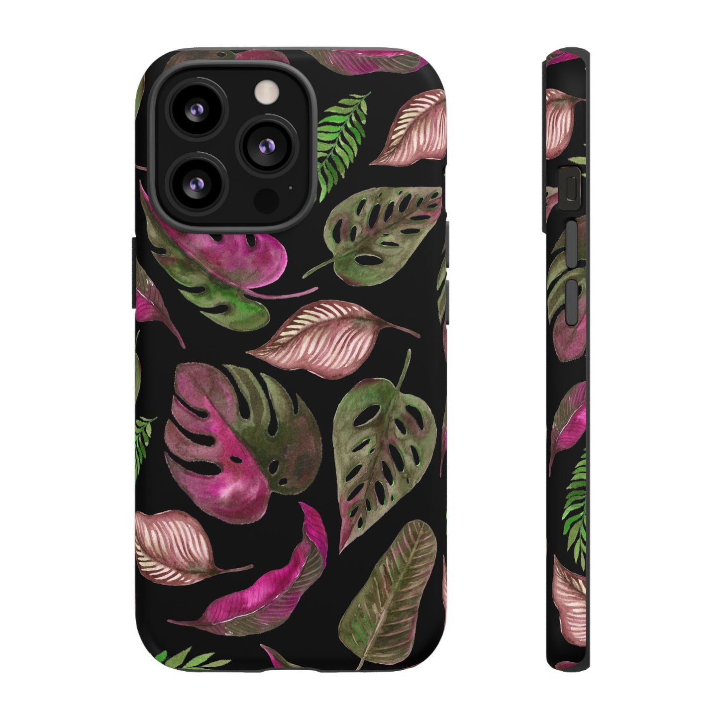 Pink & Black Tropical Leaves - Tough Case