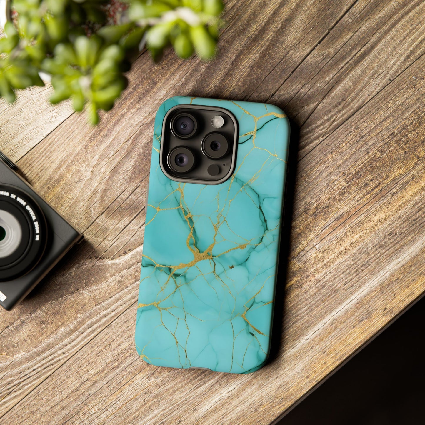 Teal Marble Tough Phone Case