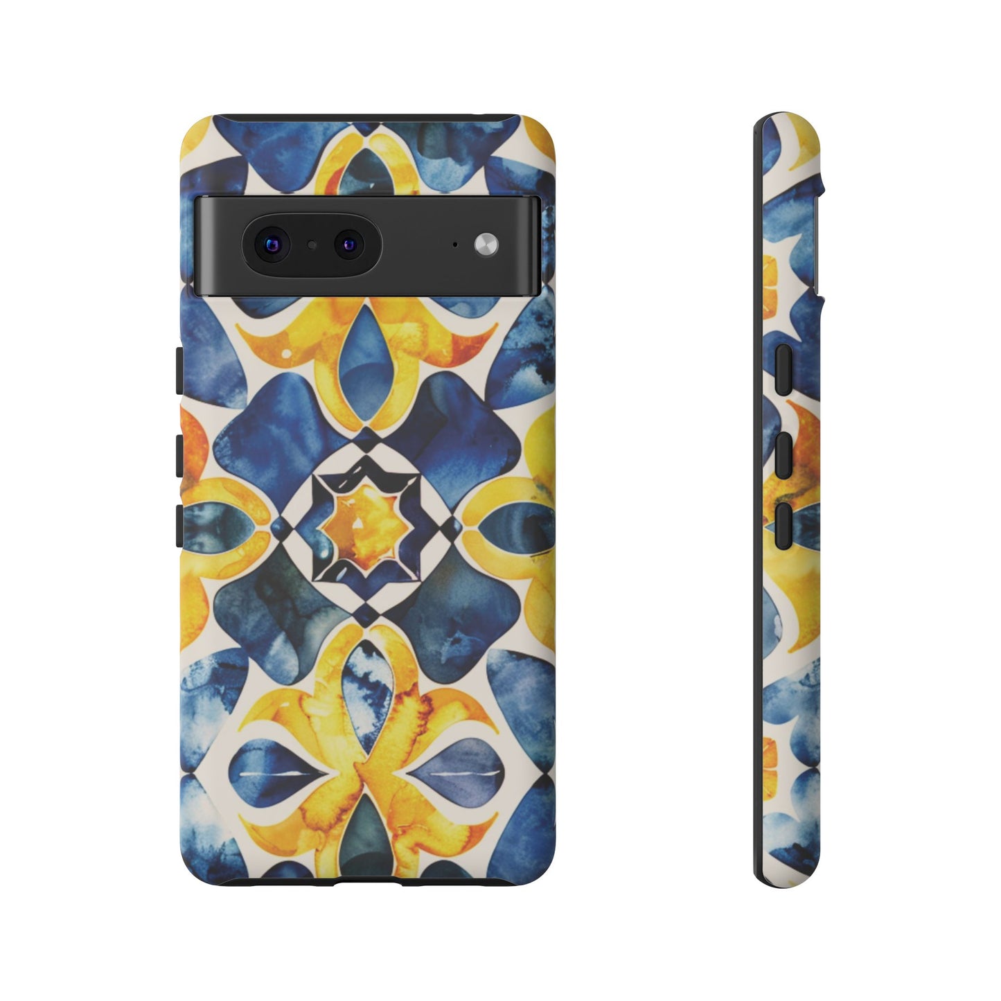 Kaleidoscope Art Phone Case - Bold Blue & Gold Geometric Design | Statement Maker Tough Case