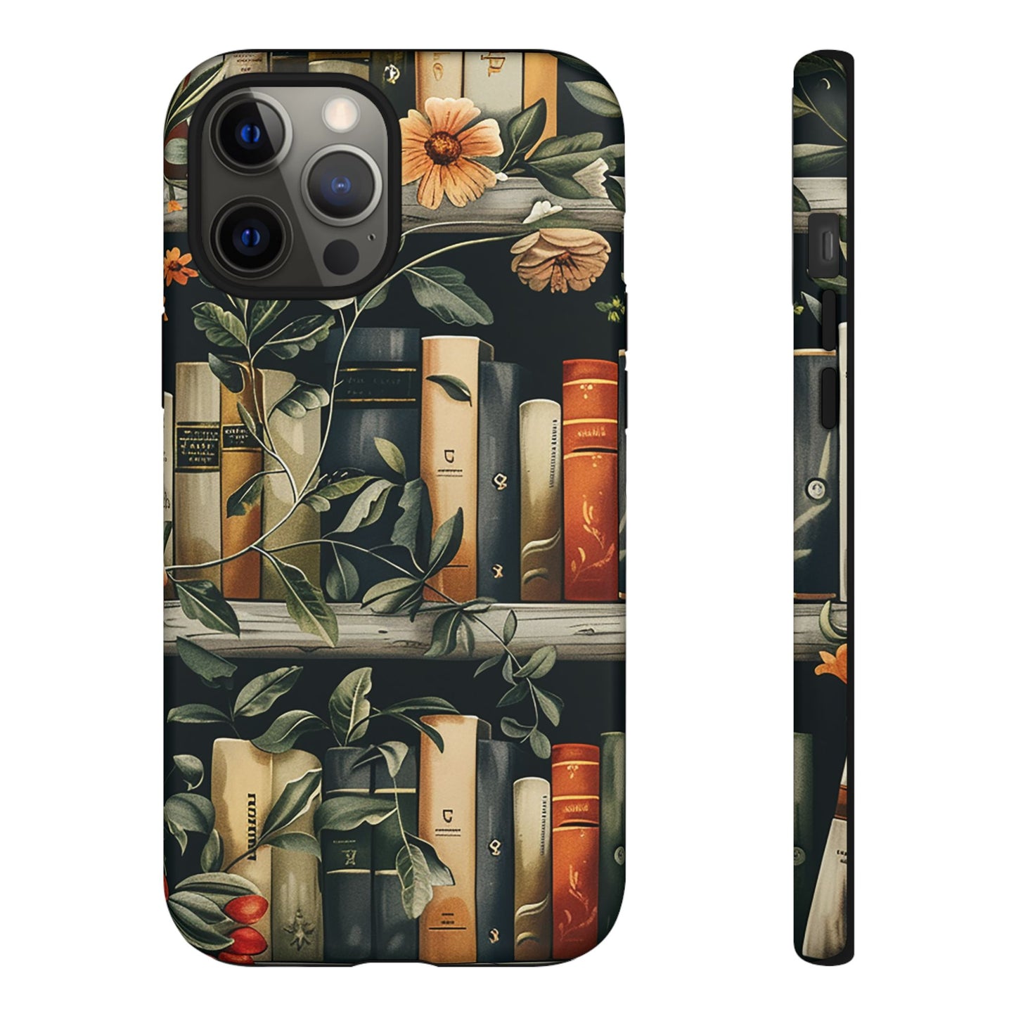 Cozy Bookshelf & Floral Tough Phone Case – Protective & Aesthetic for Book Lovers