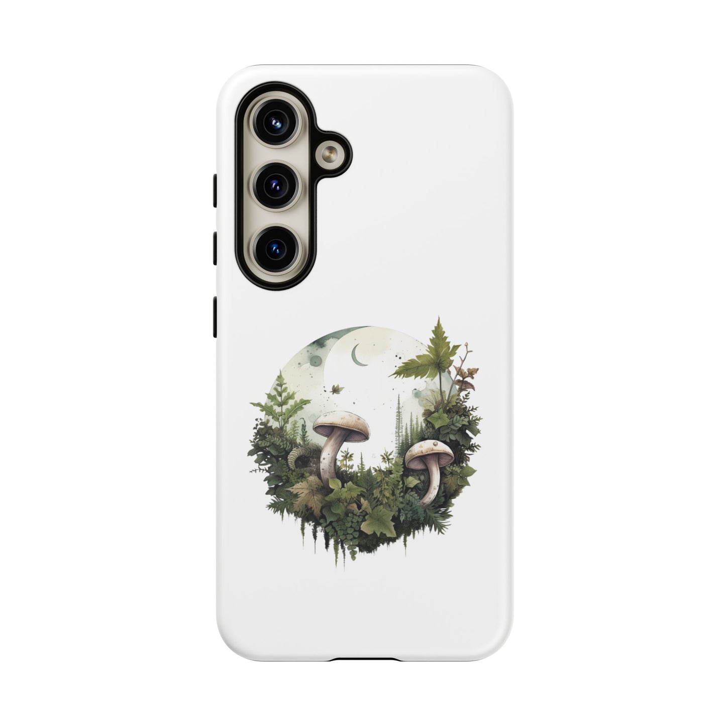Moonlit Mushroom Tough Phone Case – Minimalist Forest Magic