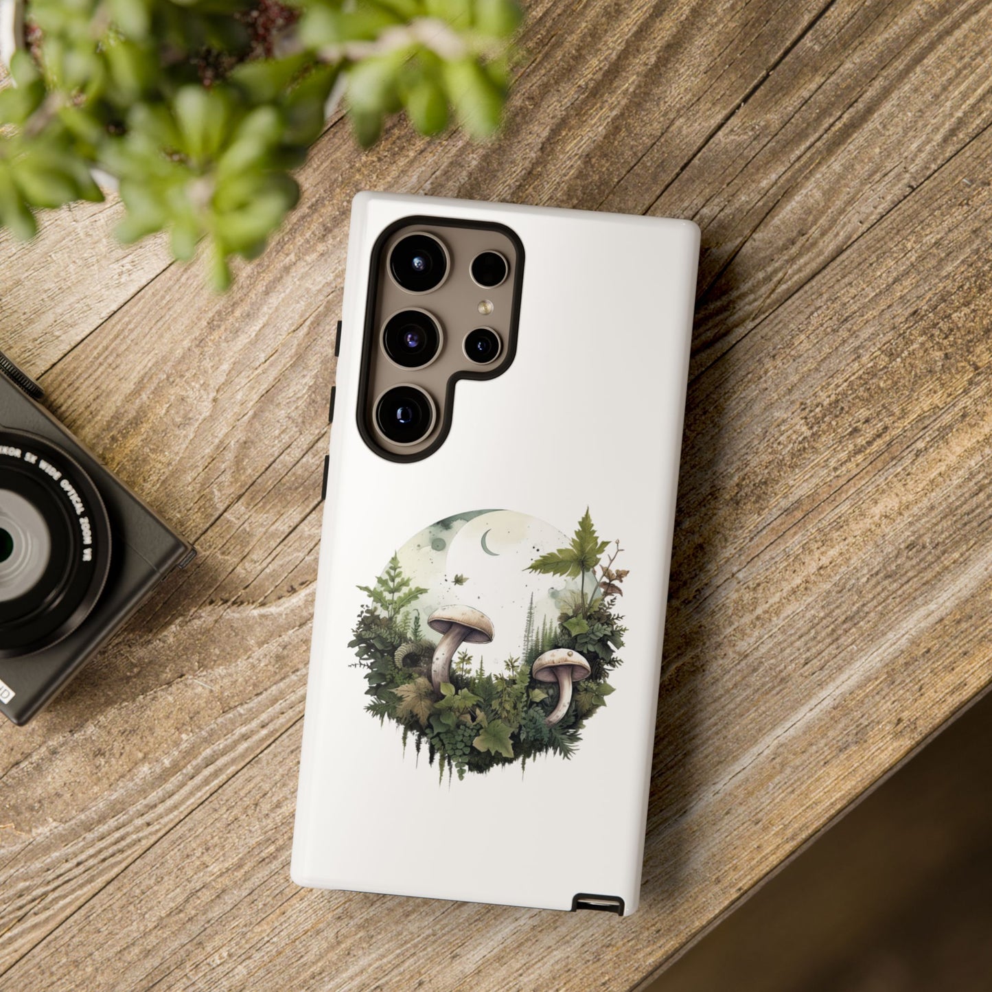 Moonlit Mushroom Tough Phone Case – Minimalist Forest Magic