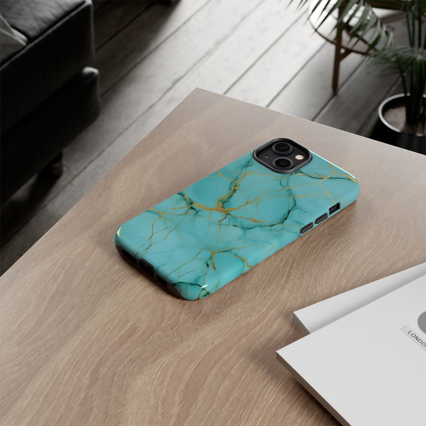 Teal Marble Tough Phone Case