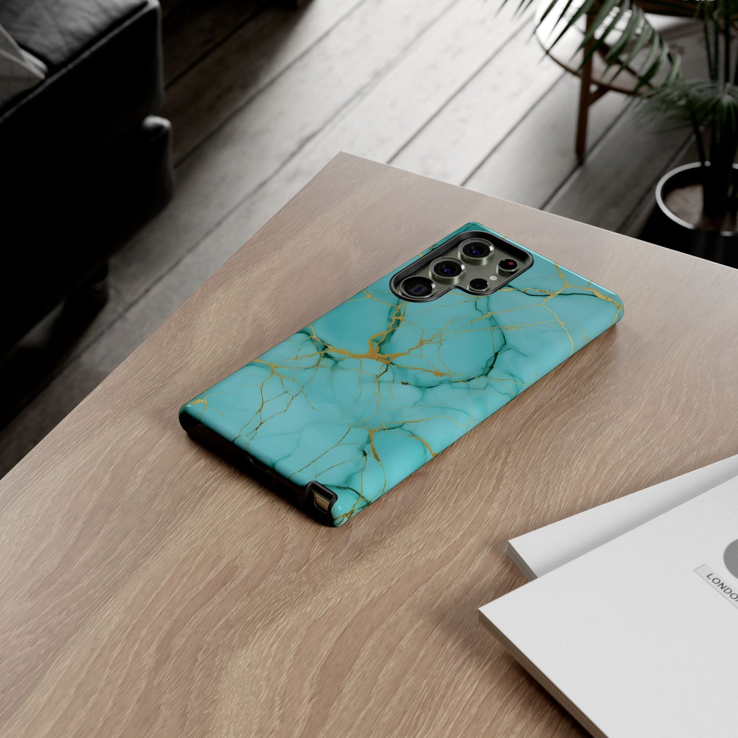 Teal Marble Tough Phone Case