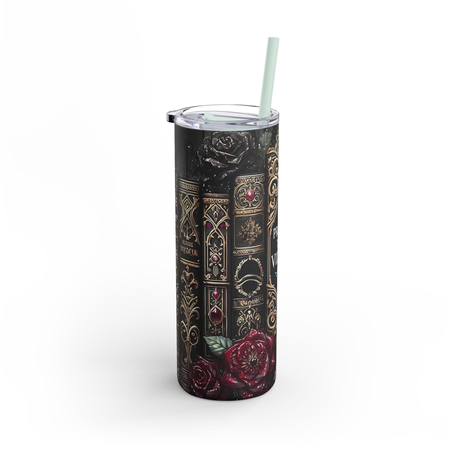 Book Lover Gift - I Prefer the Villain Skinny Tumbler | Dark Academia Matte 20oz Insulated Drinkware