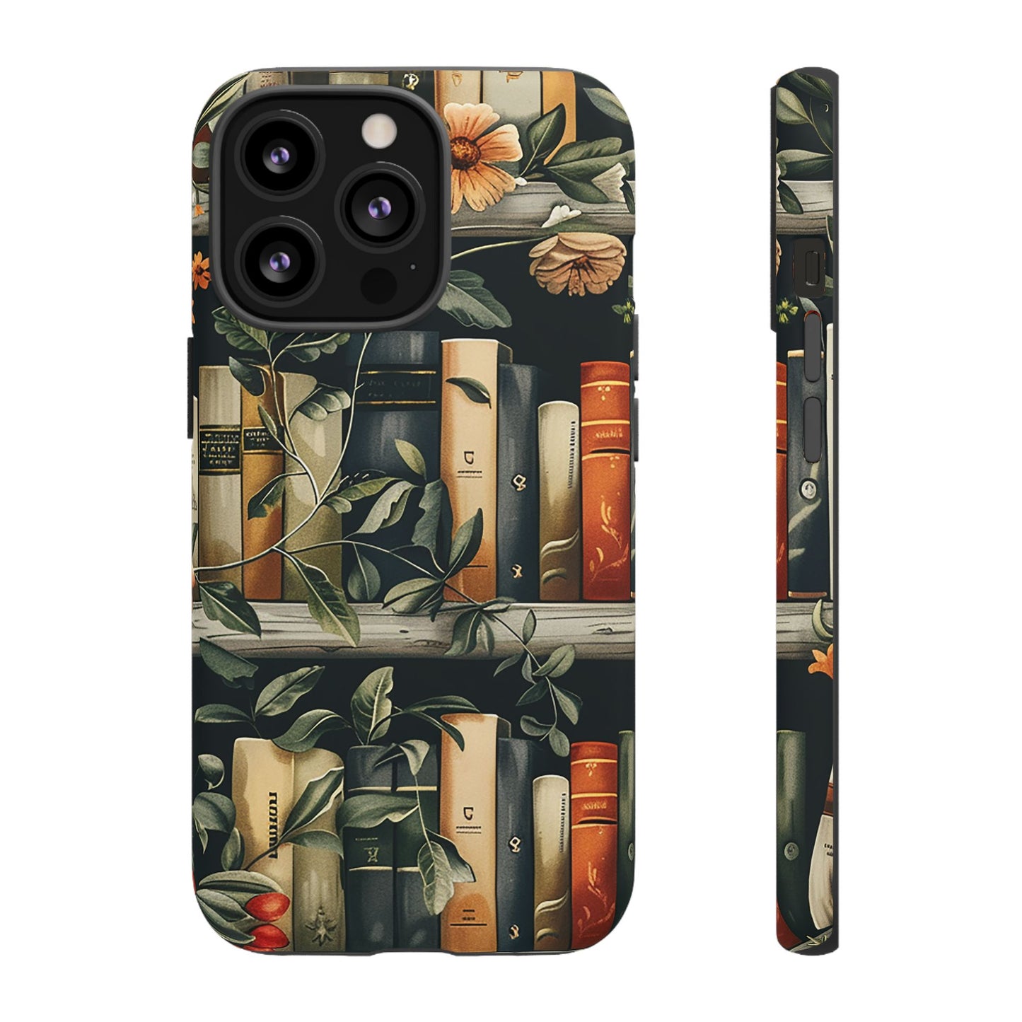 Cozy Bookshelf & Floral Tough Phone Case – Protective & Aesthetic for Book Lovers