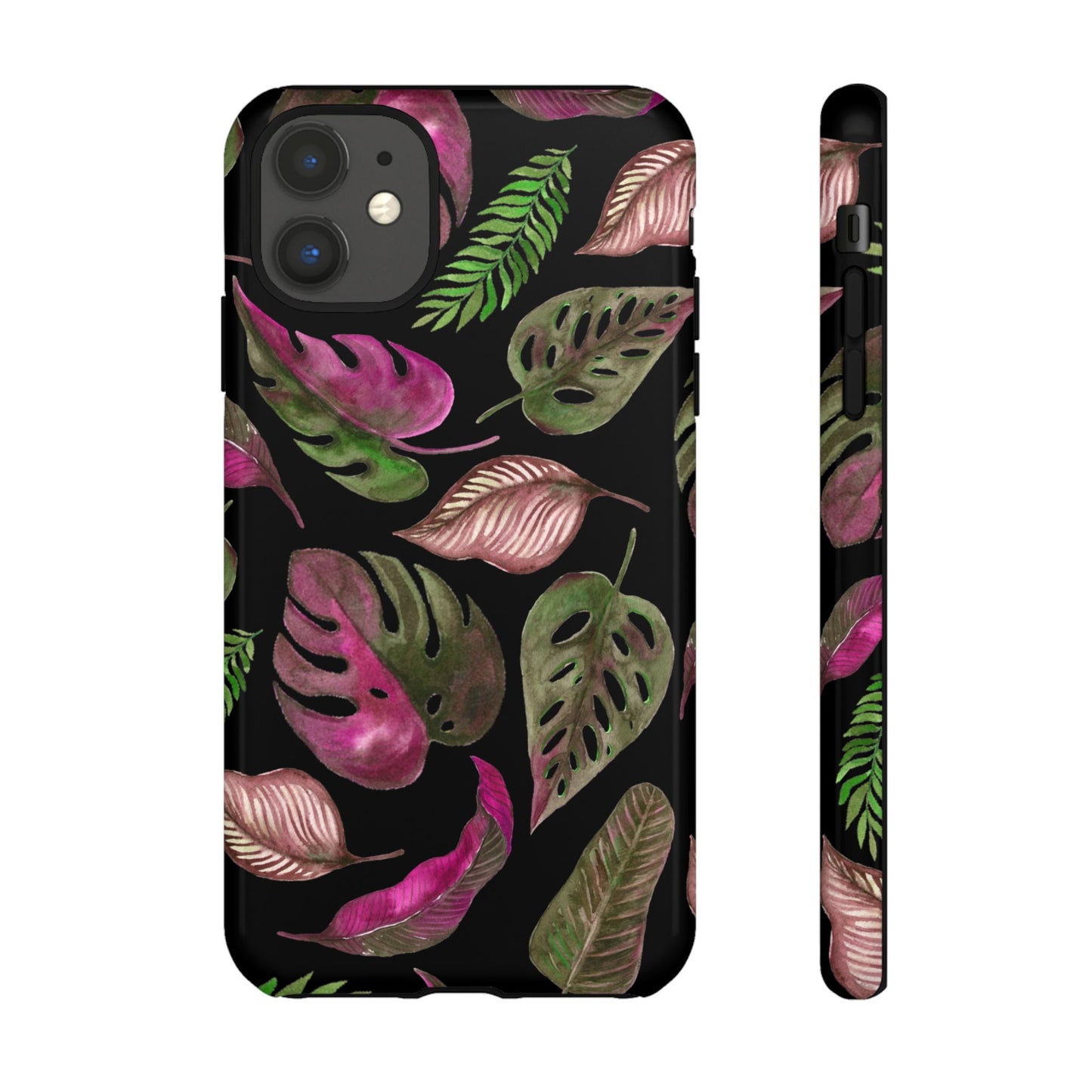 Pink & Black Tropical Leaves - Tough Case