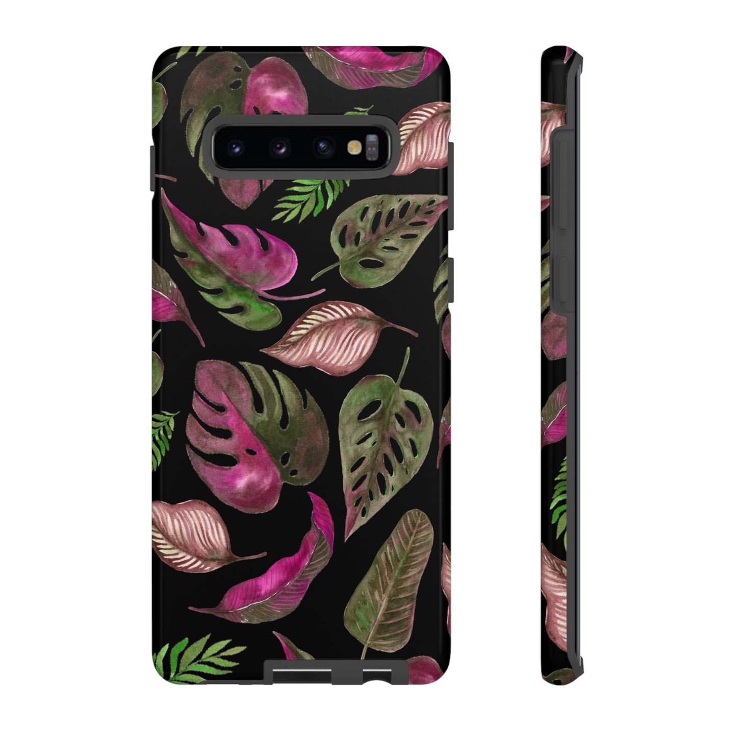 Pink & Black Tropical Leaves - Tough Case