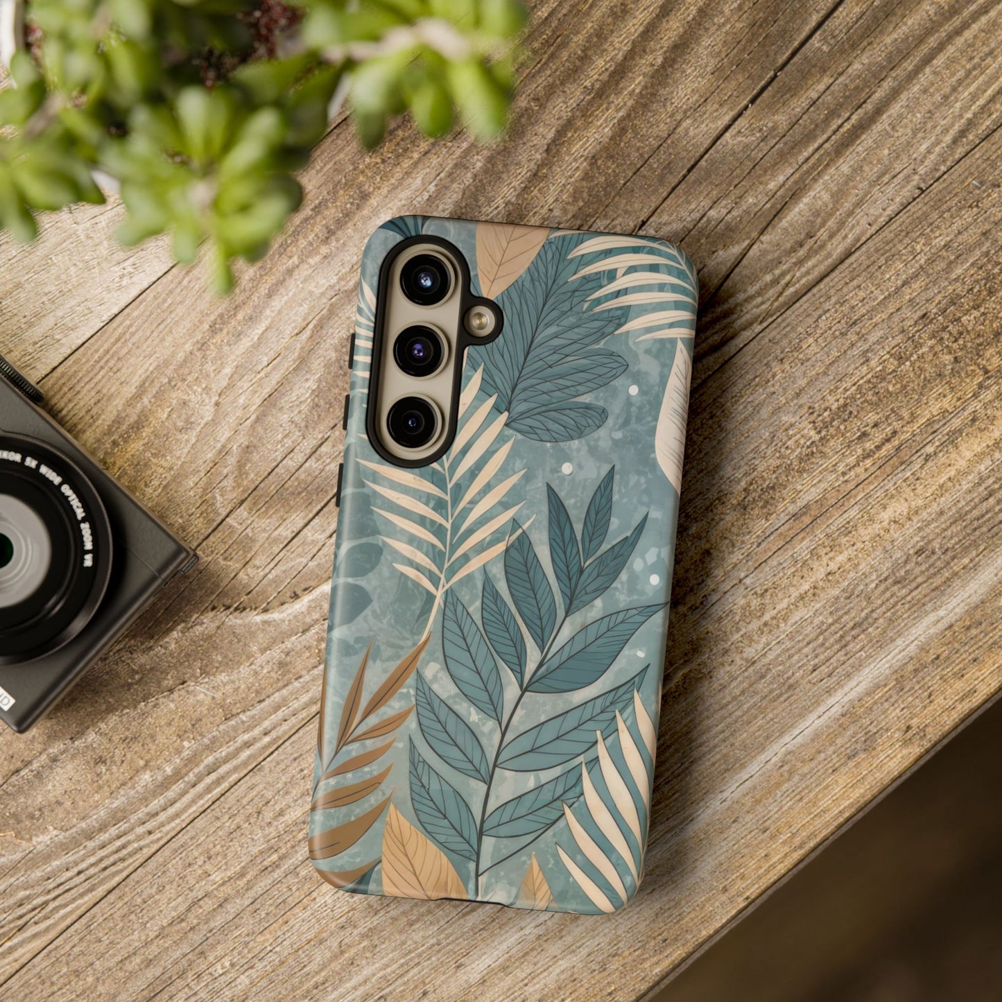 Blue Boho Leaves Tough Case