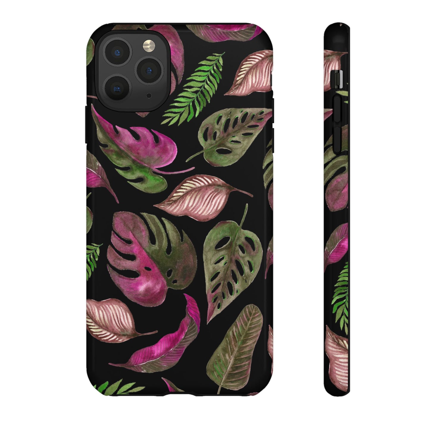 Pink & Black Tropical Leaves - Tough Case
