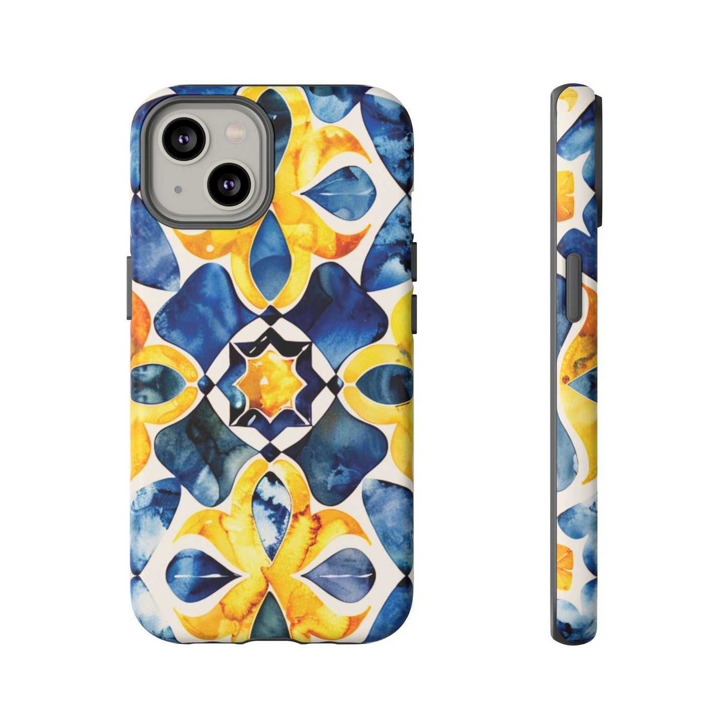 Kaleidoscope Art Phone Case - Bold Blue & Gold Geometric Design | Statement Maker Tough Case