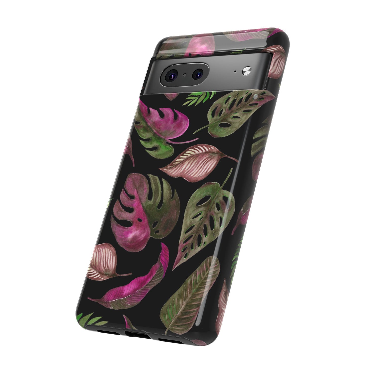 Pink & Black Tropical Leaves - Tough Case