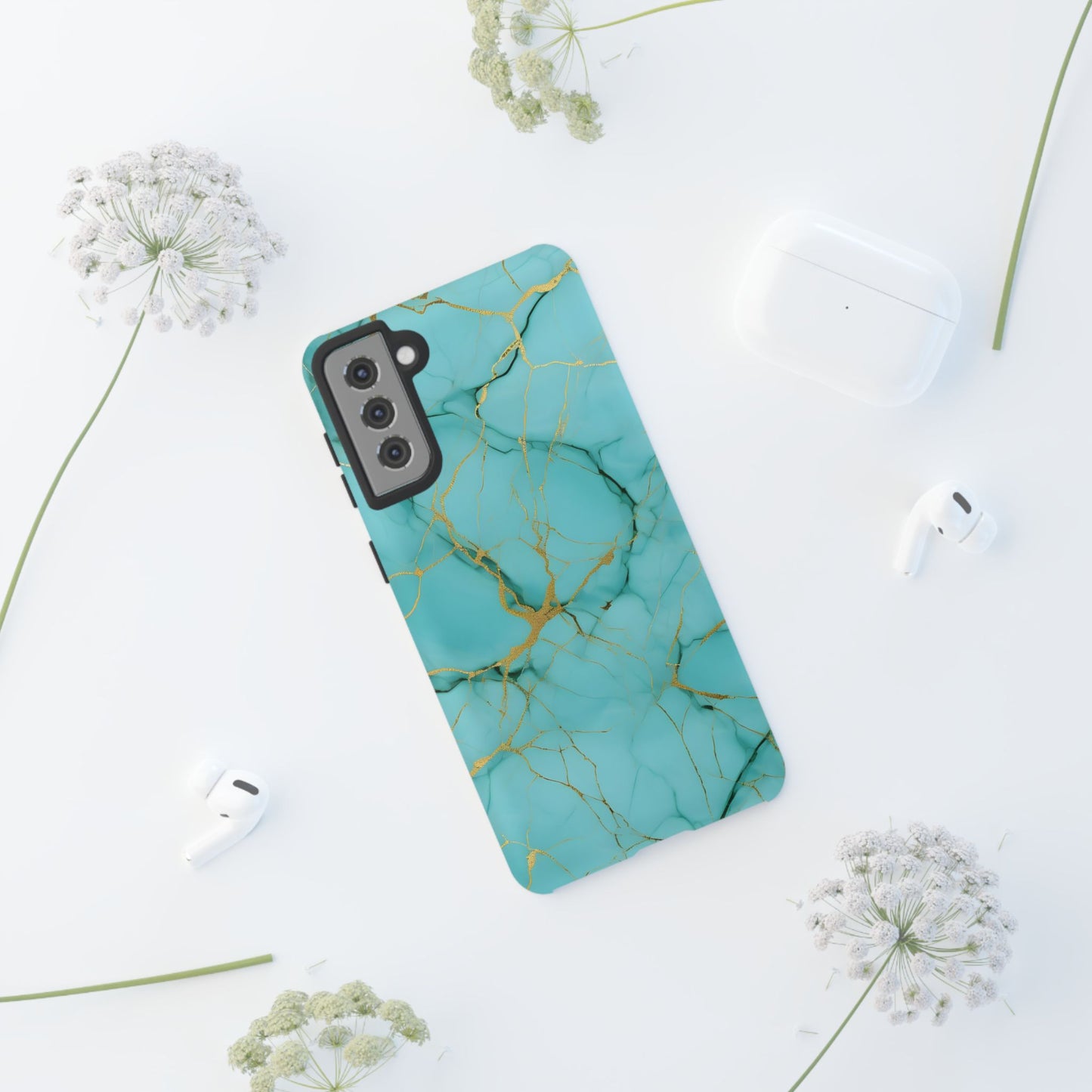 Teal Marble Tough Phone Case