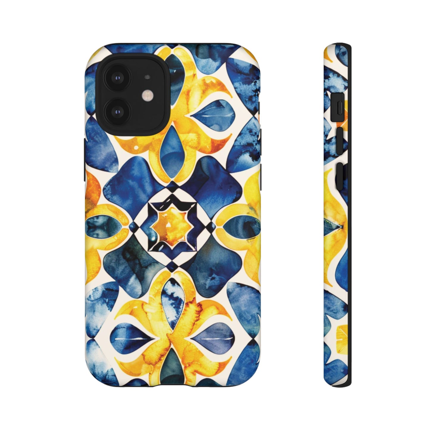 Kaleidoscope Art Phone Case - Bold Blue & Gold Geometric Design | Statement Maker Tough Case