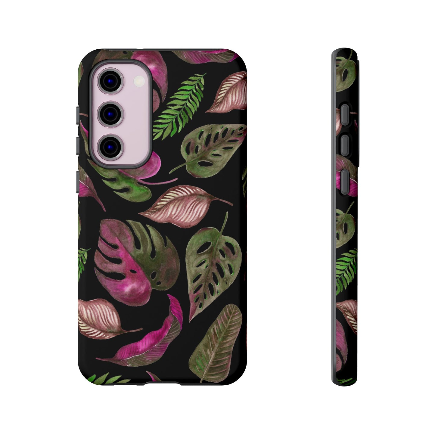 Pink & Black Tropical Leaves - Tough Case