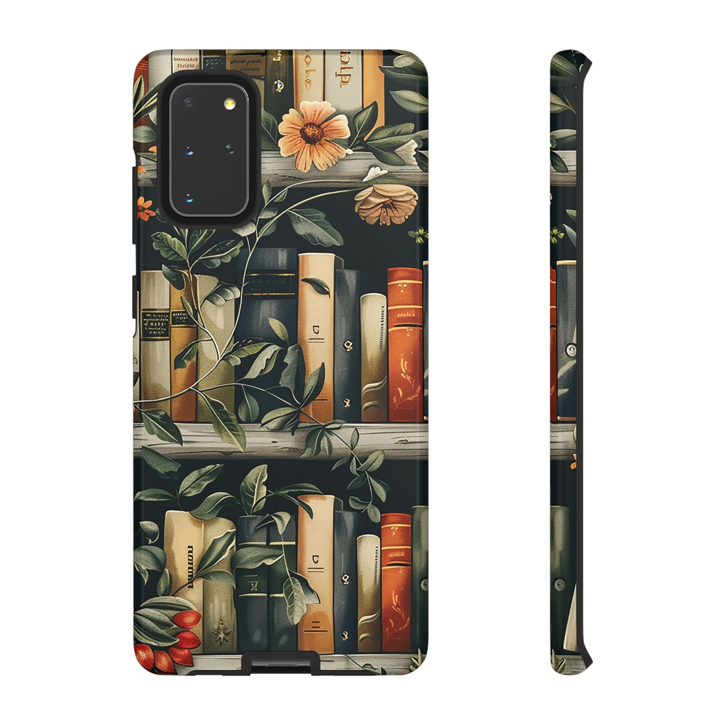 Cozy Bookshelf & Floral Tough Phone Case – Protective & Aesthetic for Book Lovers
