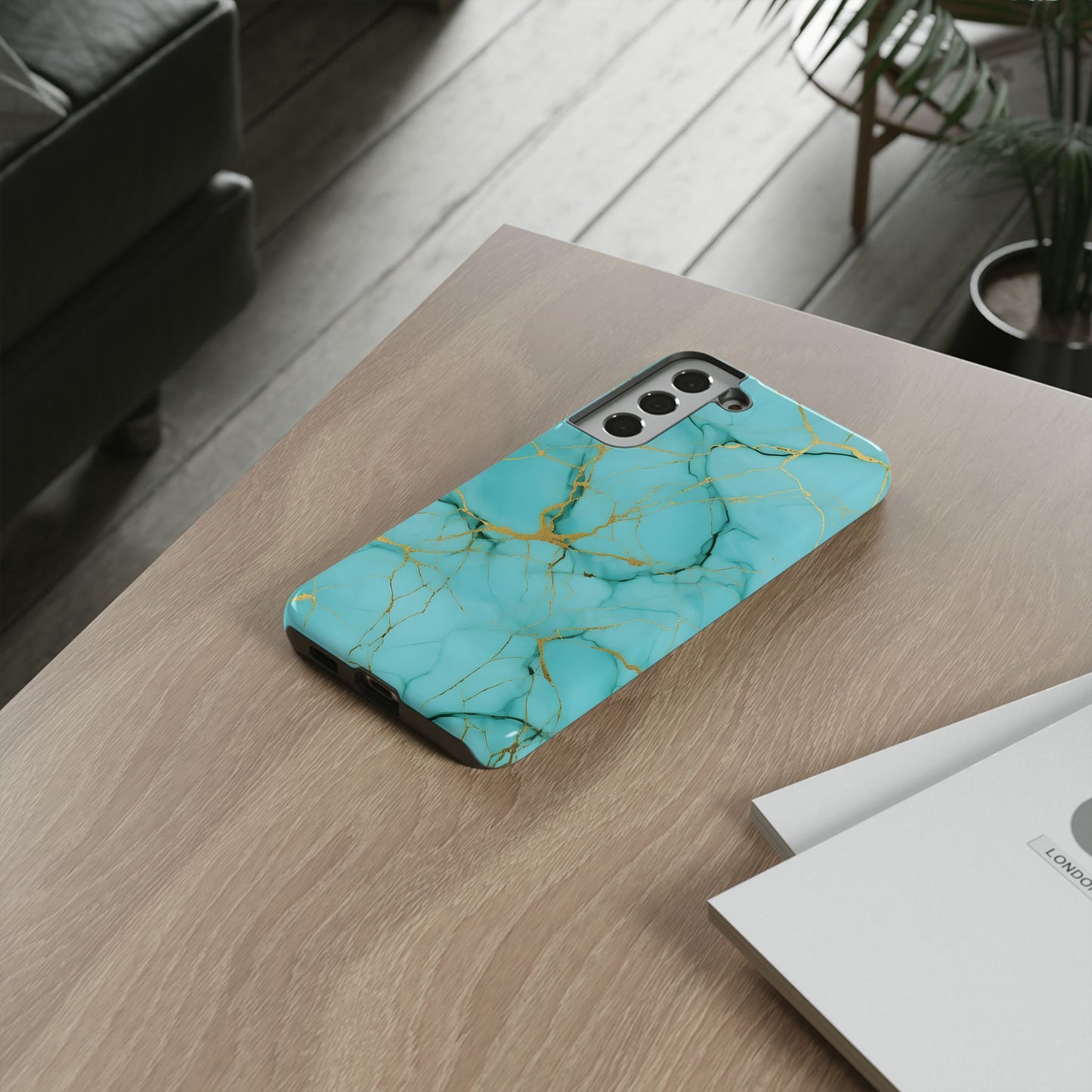 Teal Marble Tough Phone Case