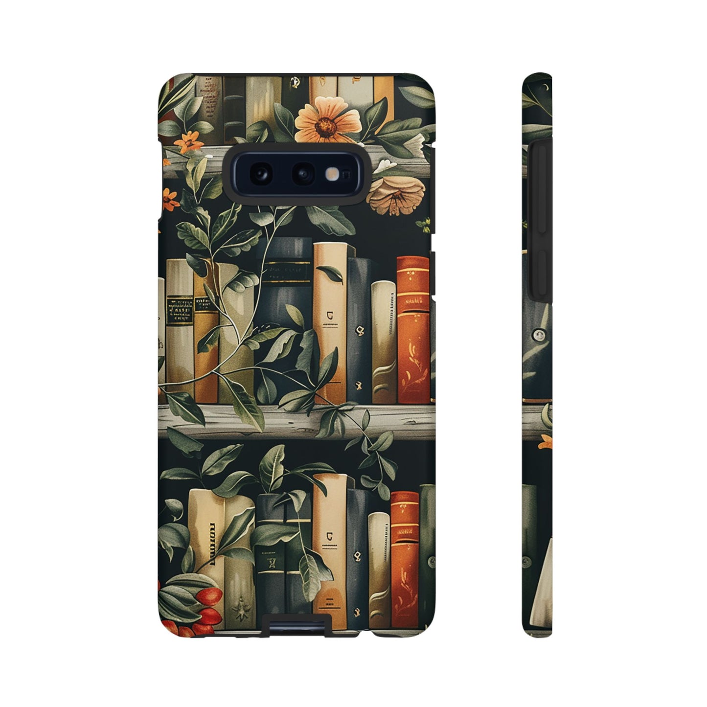 Cozy Bookshelf & Floral Tough Phone Case – Protective & Aesthetic for Book Lovers