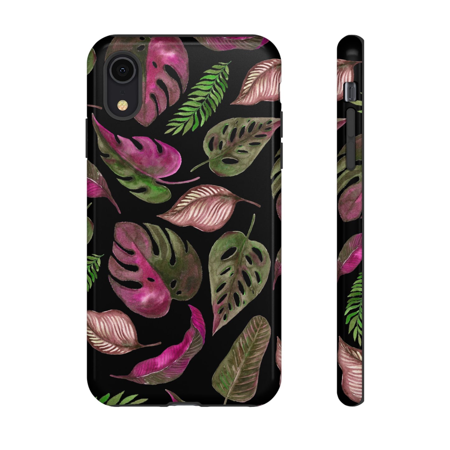 Pink & Black Tropical Leaves - Tough Case