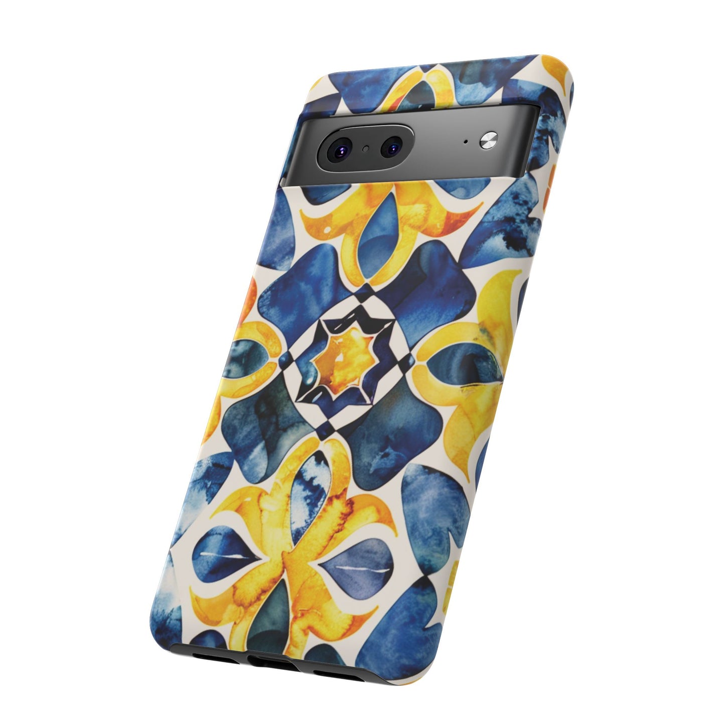 Kaleidoscope Art Phone Case - Bold Blue & Gold Geometric Design | Statement Maker Tough Case