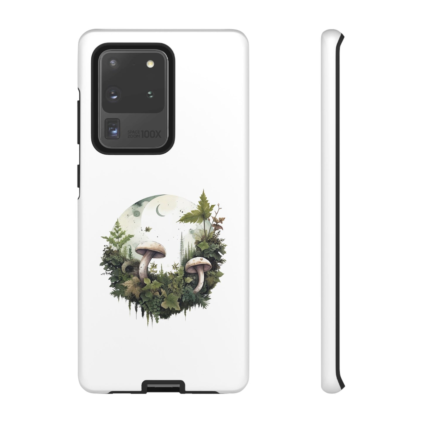 Moonlit Mushroom Tough Phone Case – Minimalist Forest Magic