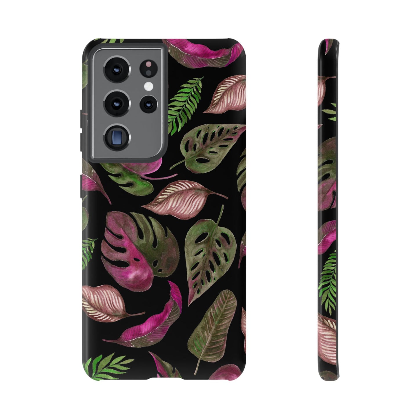 Pink & Black Tropical Leaves - Tough Case