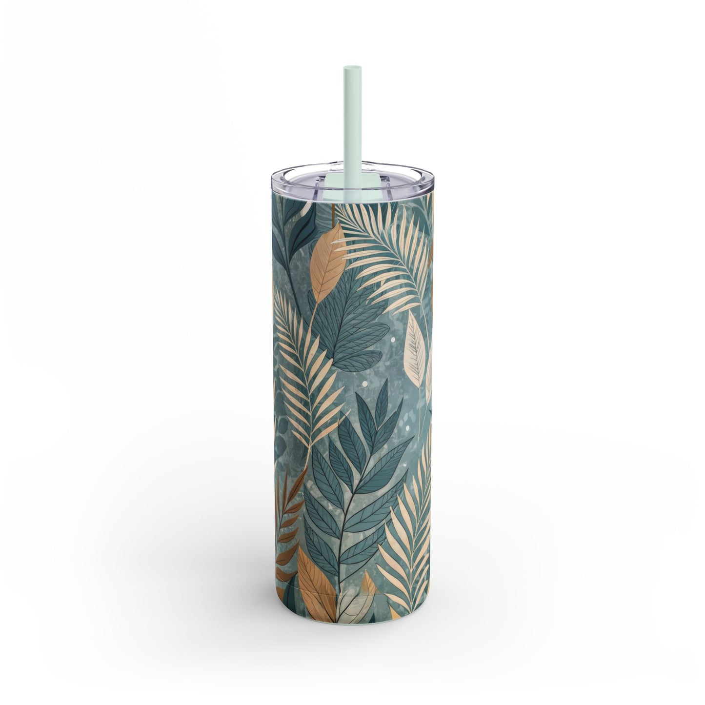 Boho Leaves Matte Skinny Tumbler – 20oz Insulated Drinkware with Plant-Lover Style