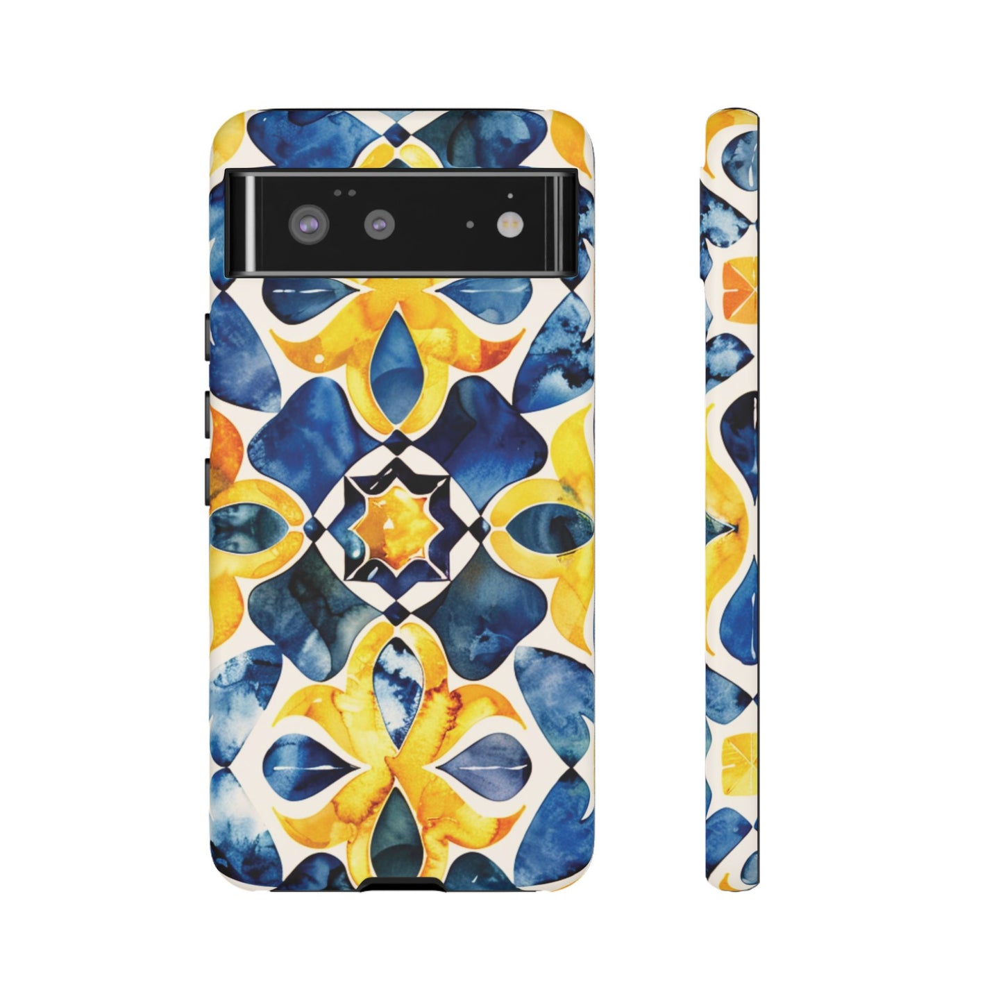 Kaleidoscope Art Phone Case - Bold Blue & Gold Geometric Design | Statement Maker Tough Case