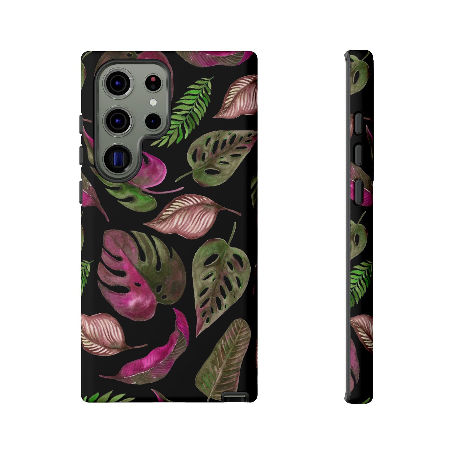 Pink & Black Tropical Leaves - Tough Case