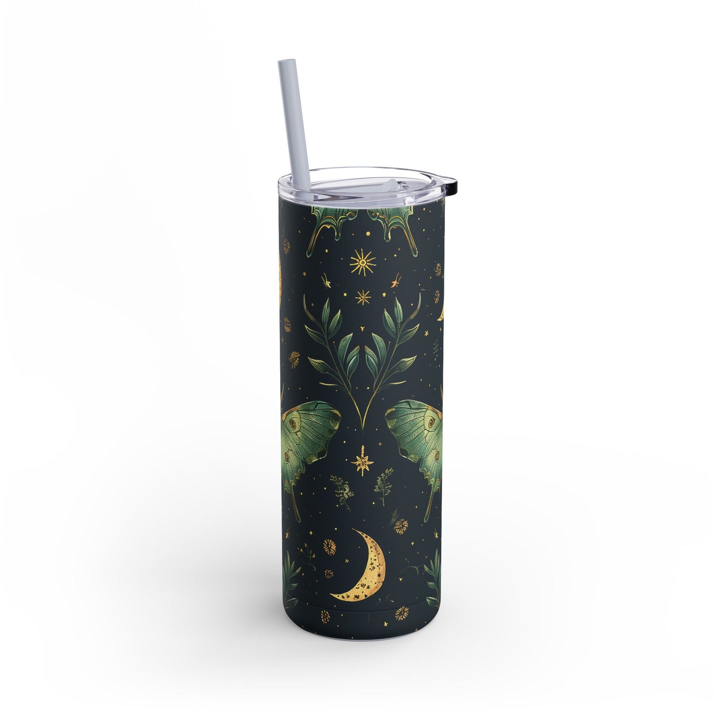 Lunar Moth Matte Skinny Tumbler – 20oz Insulated Drinkware with a Touch of Magic