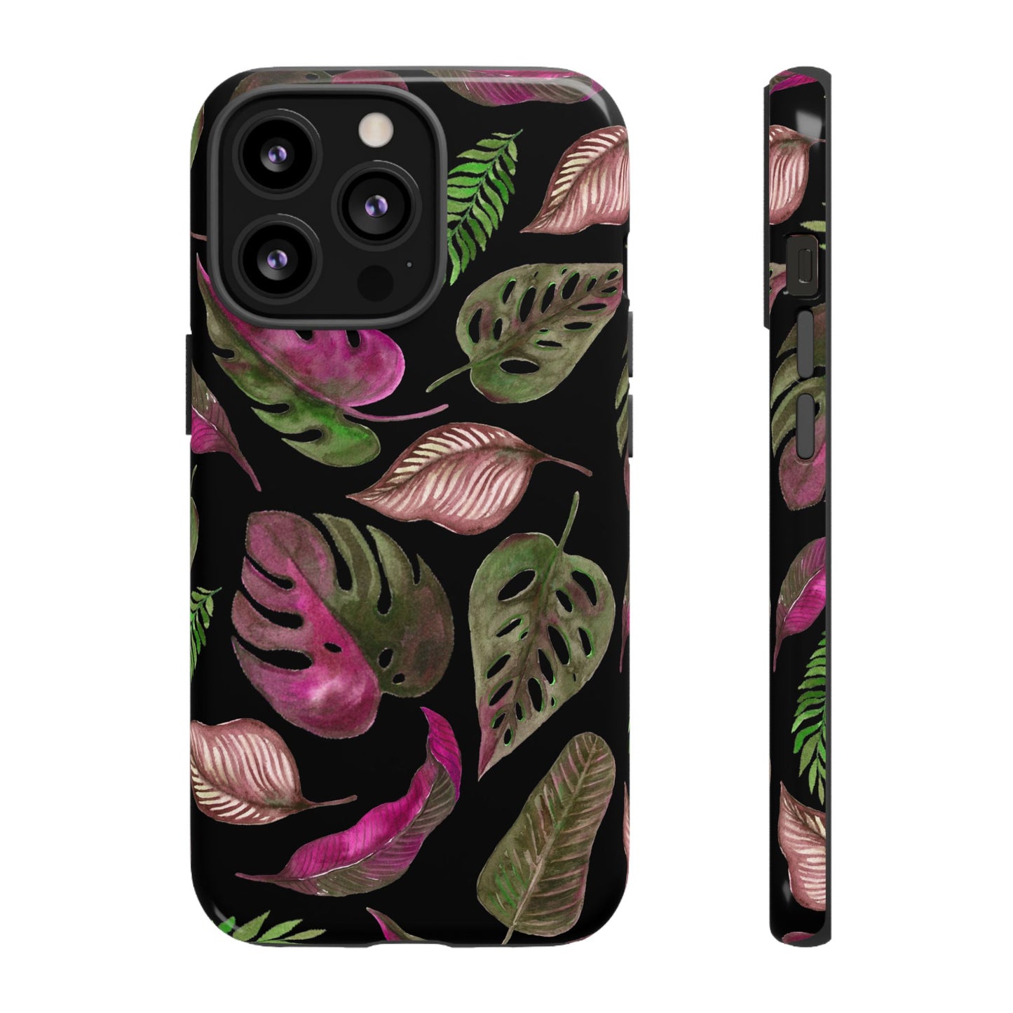 Pink & Black Tropical Leaves - Tough Case