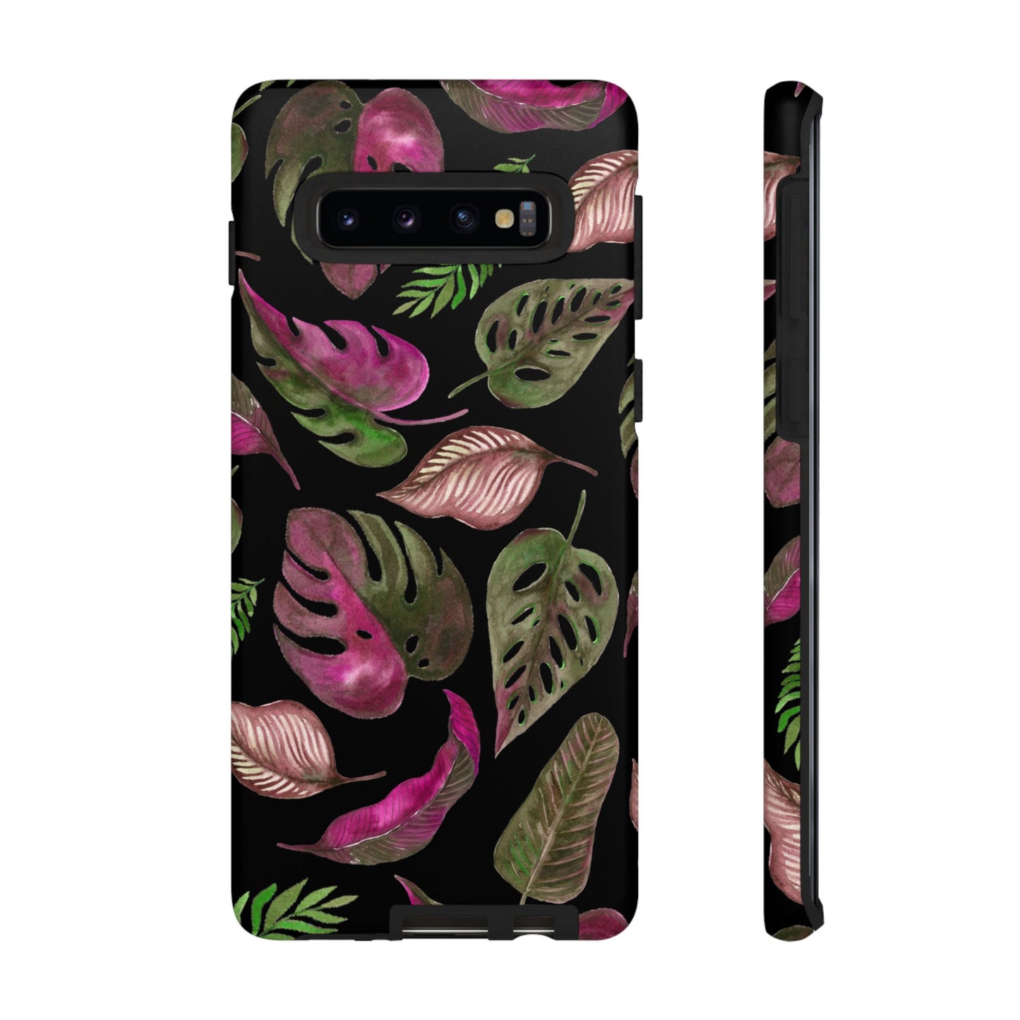 Pink & Black Tropical Leaves - Tough Case