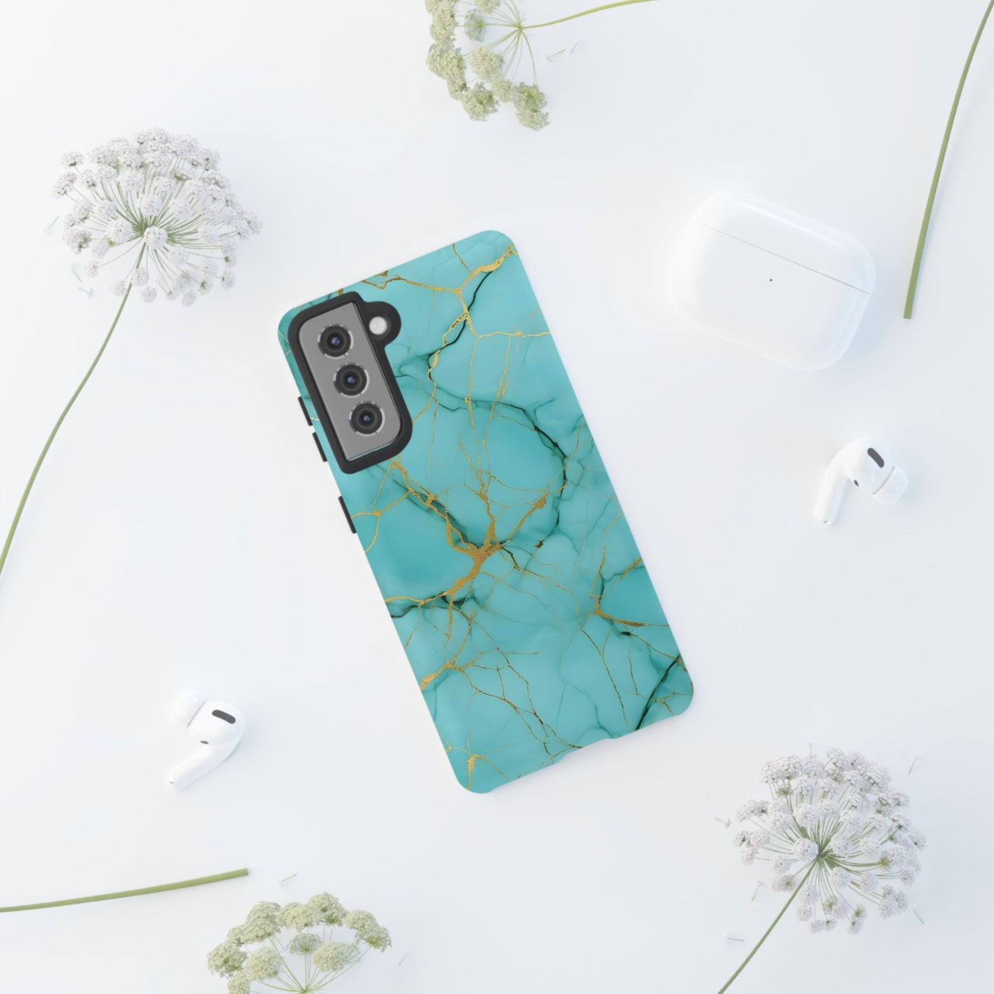 Teal Marble Tough Phone Case