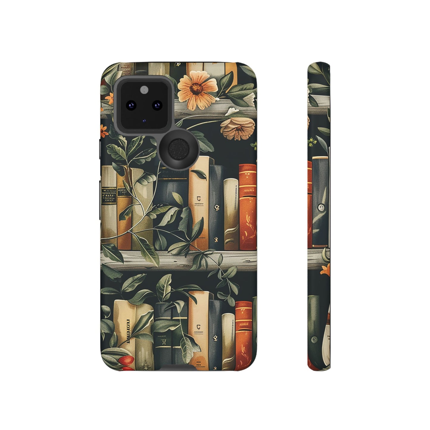 Cozy Bookshelf & Floral Tough Phone Case – Protective & Aesthetic for Book Lovers