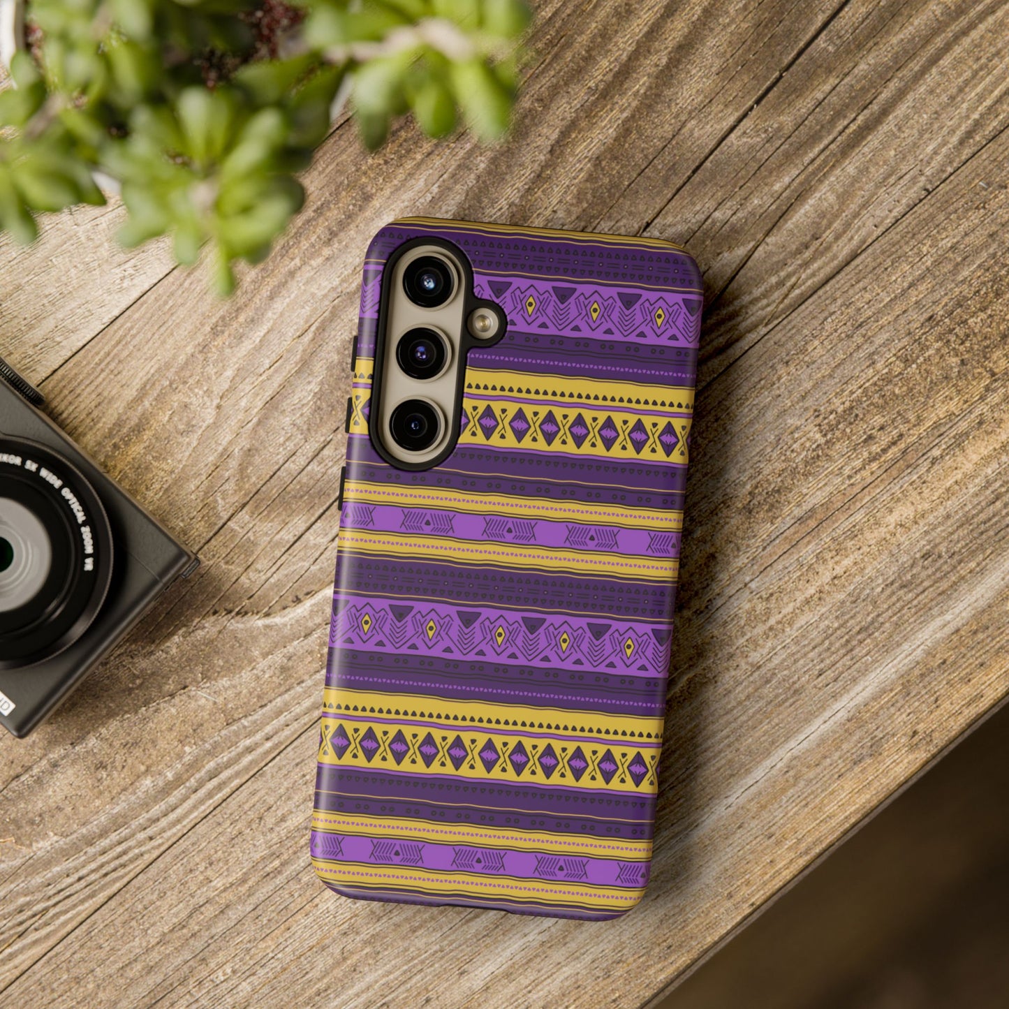 Purple & Yellow Stripes - Tough Phone Case