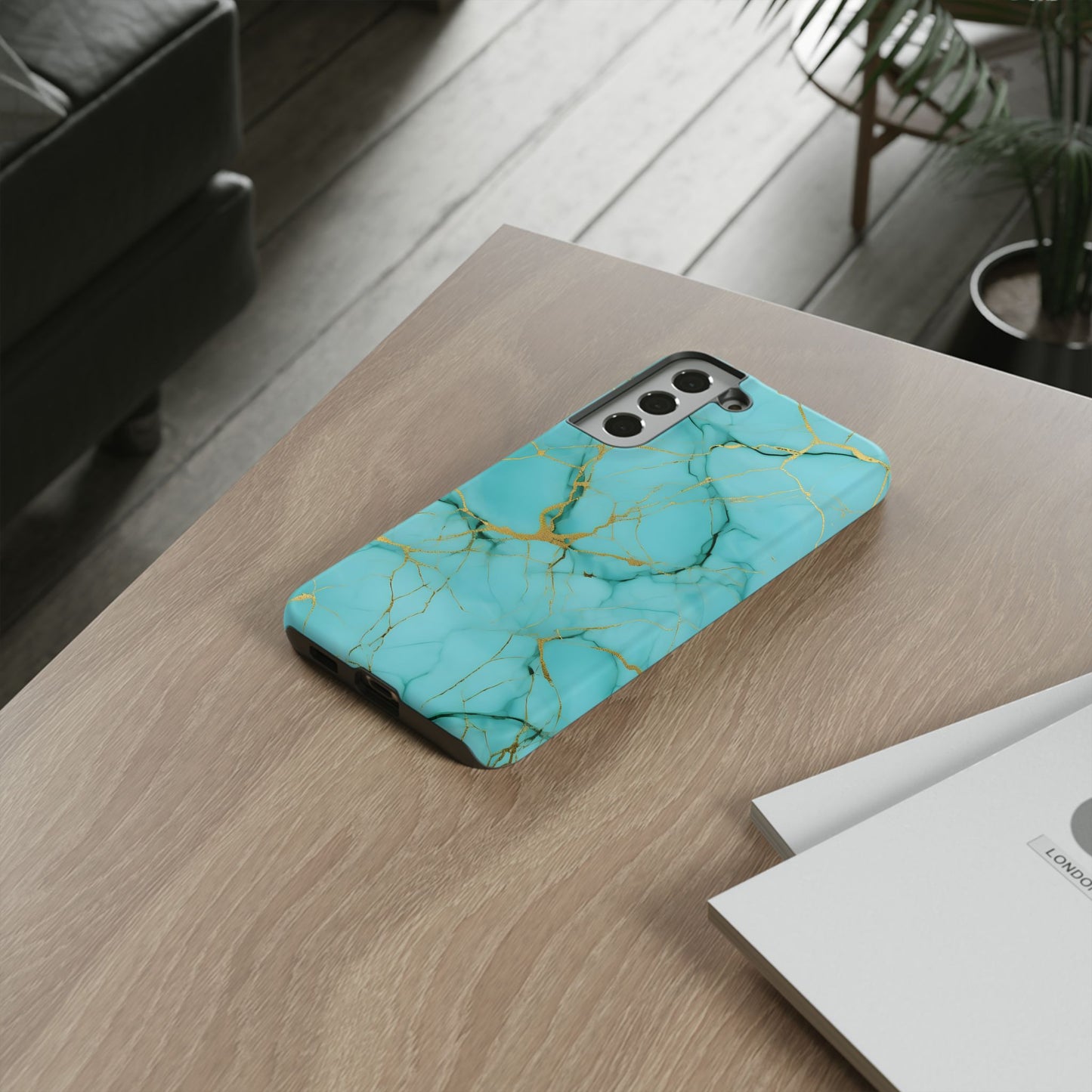 Teal Marble Tough Phone Case