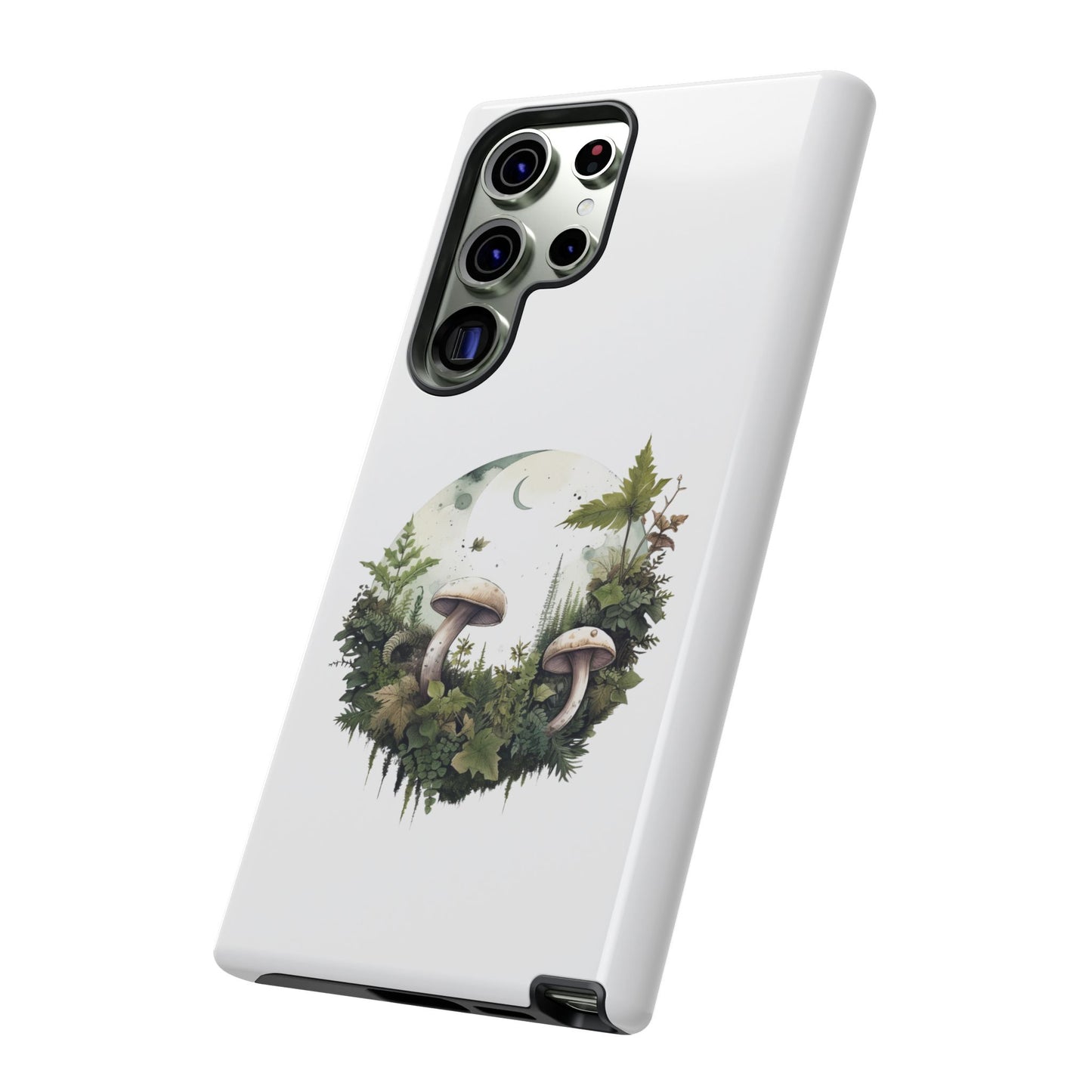 Moonlit Mushroom Tough Phone Case – Minimalist Forest Magic