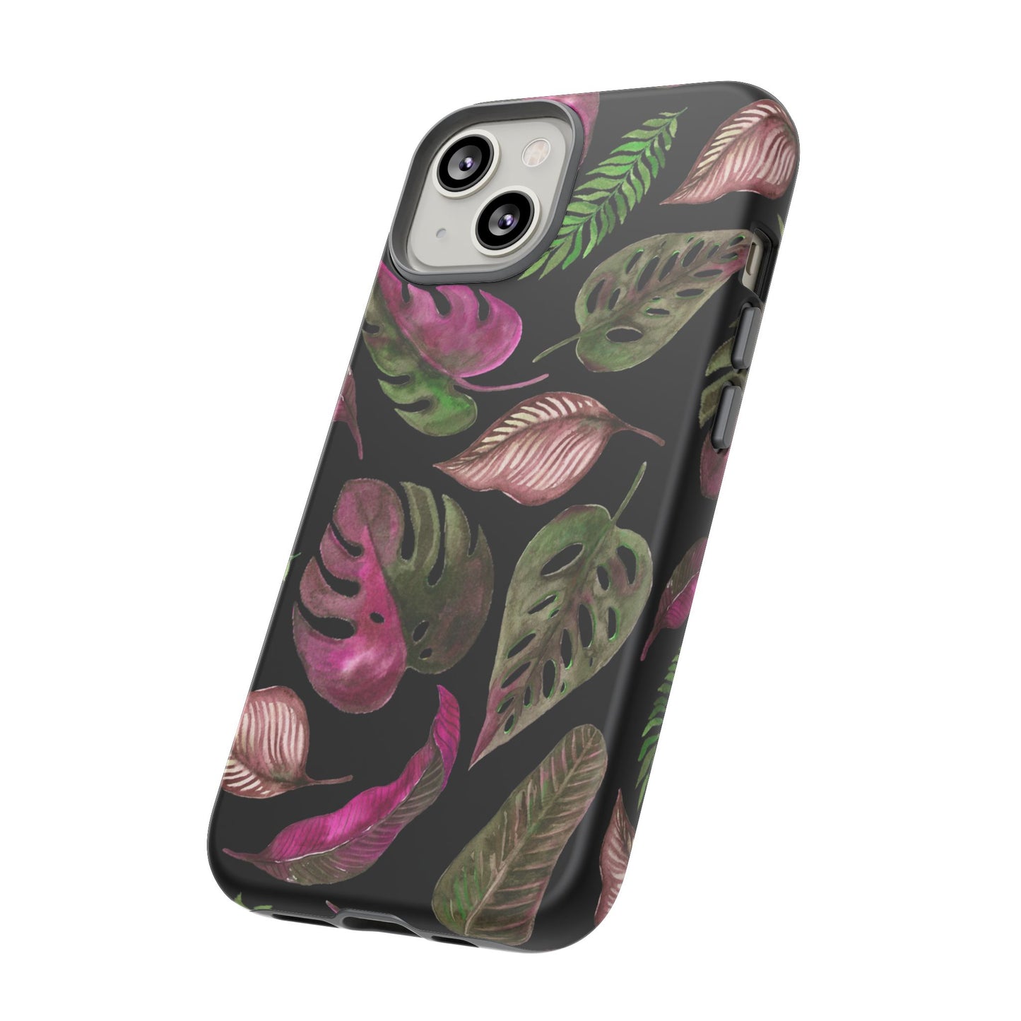 Pink & Black Tropical Leaves - Tough Case