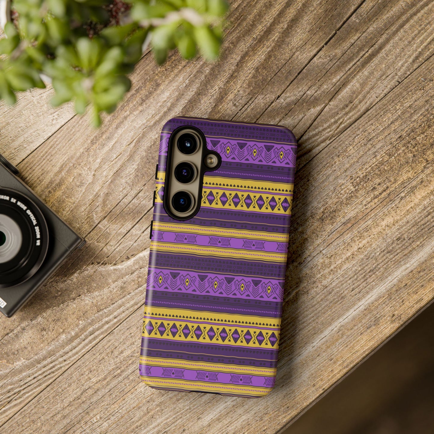 Purple & Yellow Stripes - Tough Phone Case