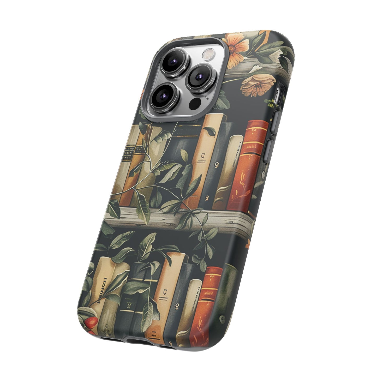 Cozy Bookshelf & Floral Tough Phone Case – Protective & Aesthetic for Book Lovers