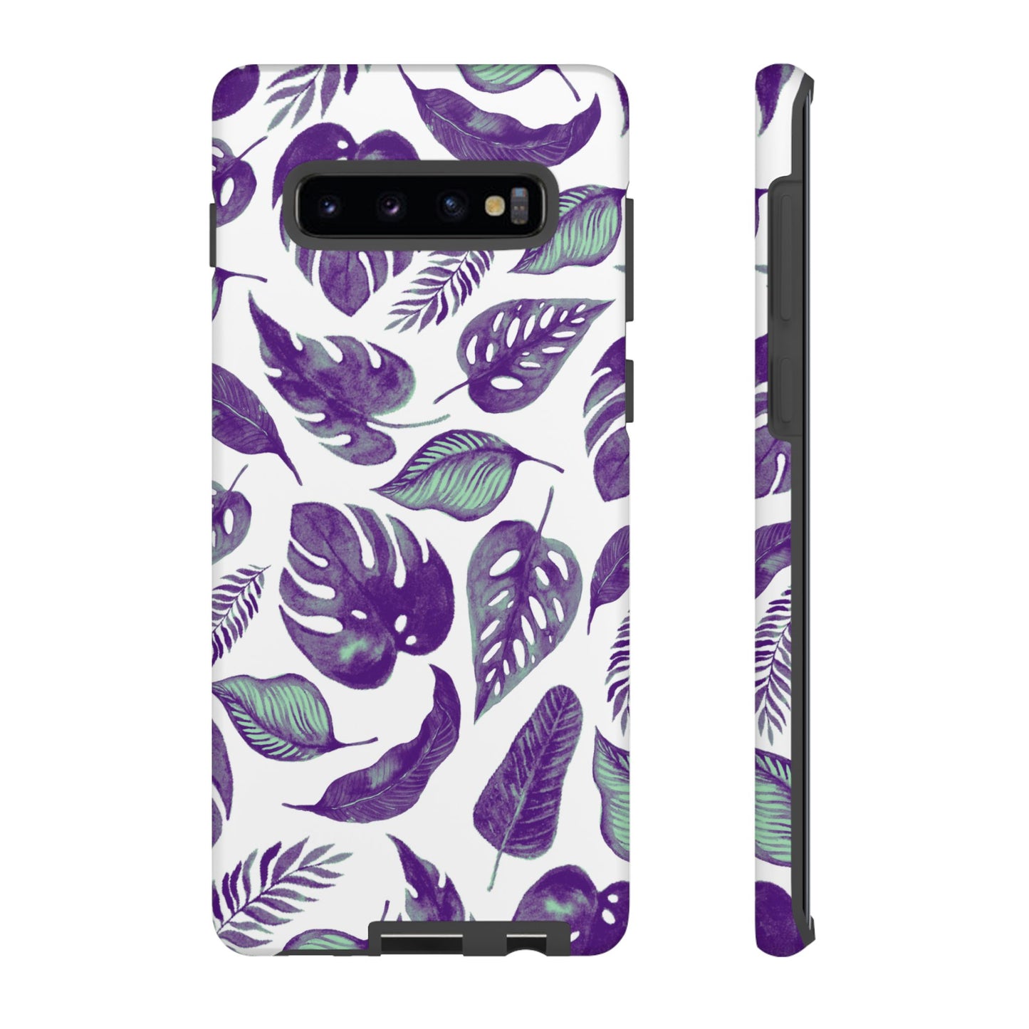 Purple & Mint Tropical Leaves on White - Tough Case