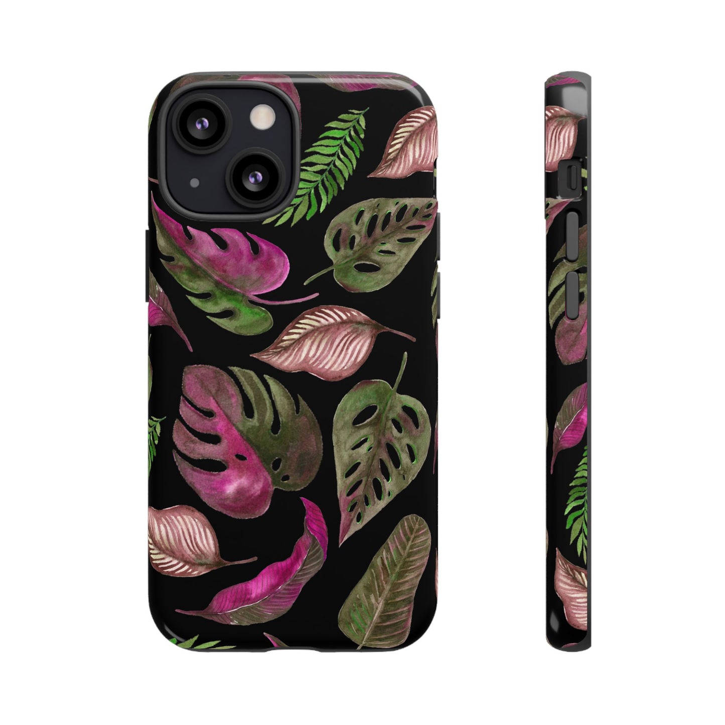 Pink & Black Tropical Leaves - Tough Case