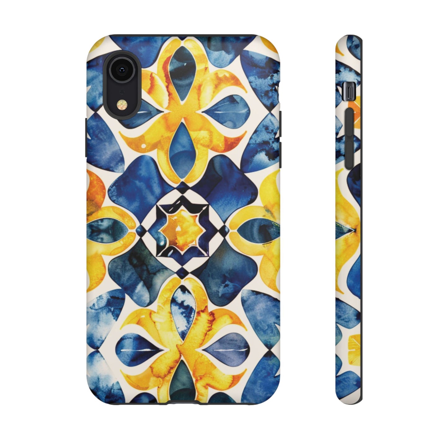 Kaleidoscope Art Phone Case - Bold Blue & Gold Geometric Design | Statement Maker Tough Case