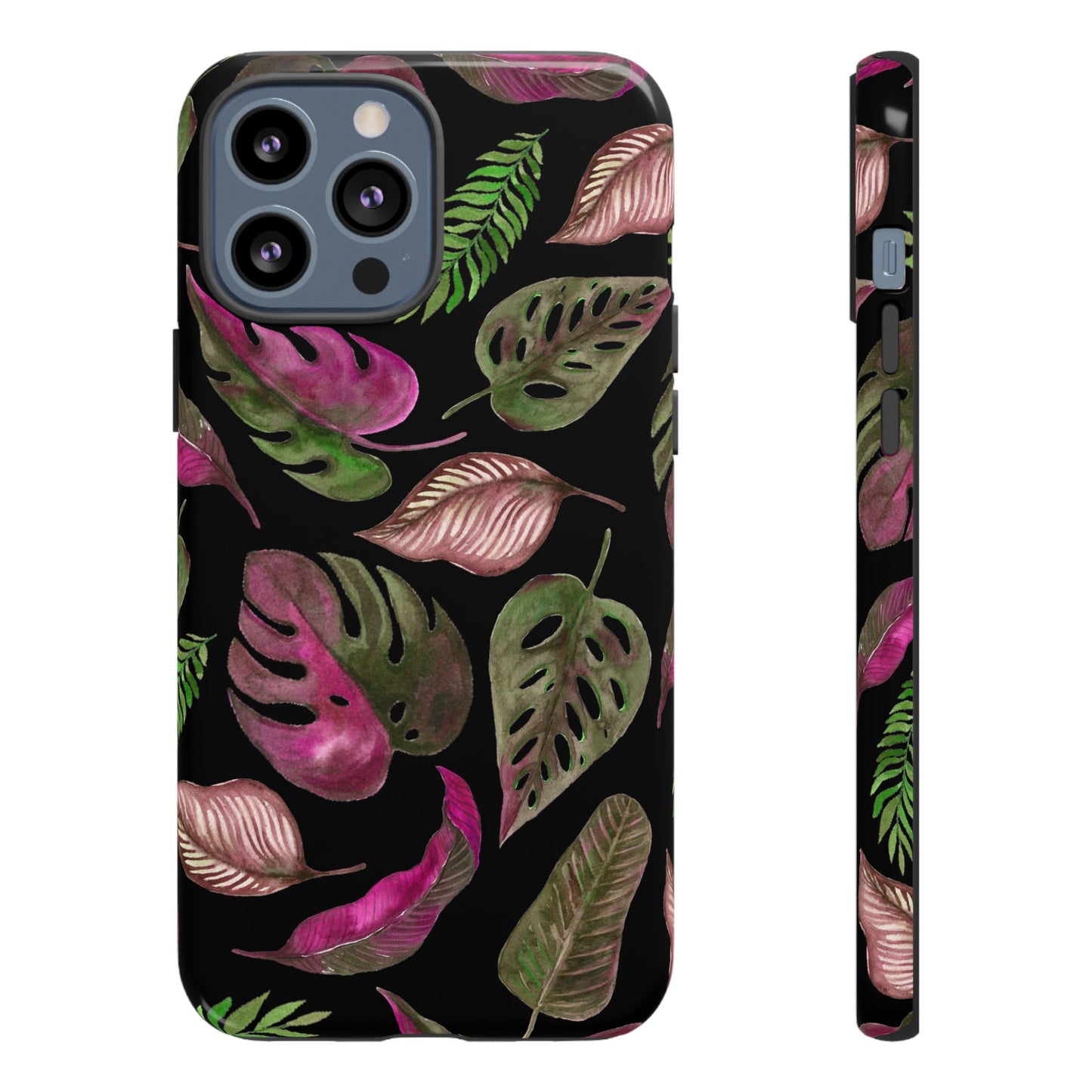 Pink & Black Tropical Leaves - Tough Case