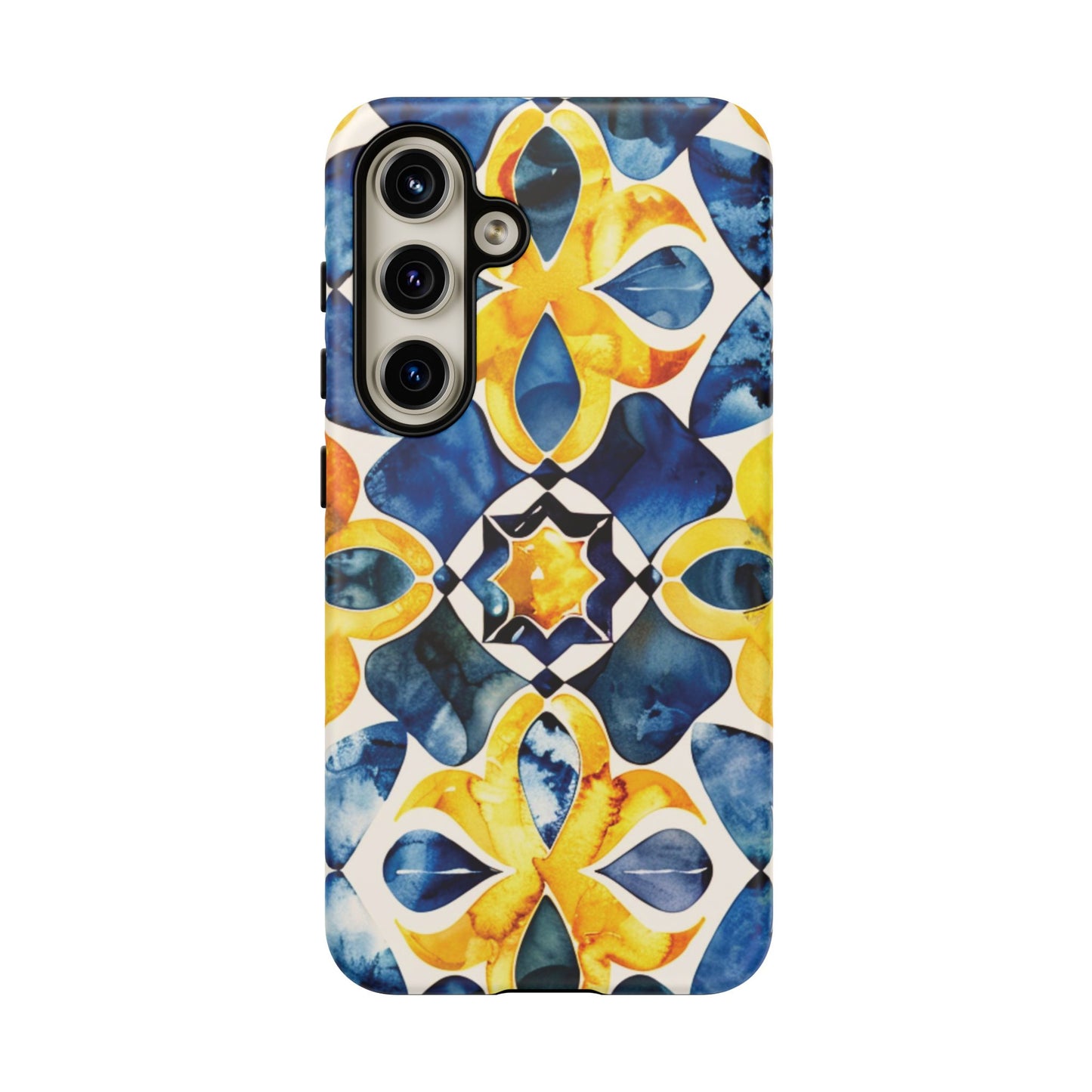 Kaleidoscope Art Phone Case - Bold Blue & Gold Geometric Design | Statement Maker Tough Case