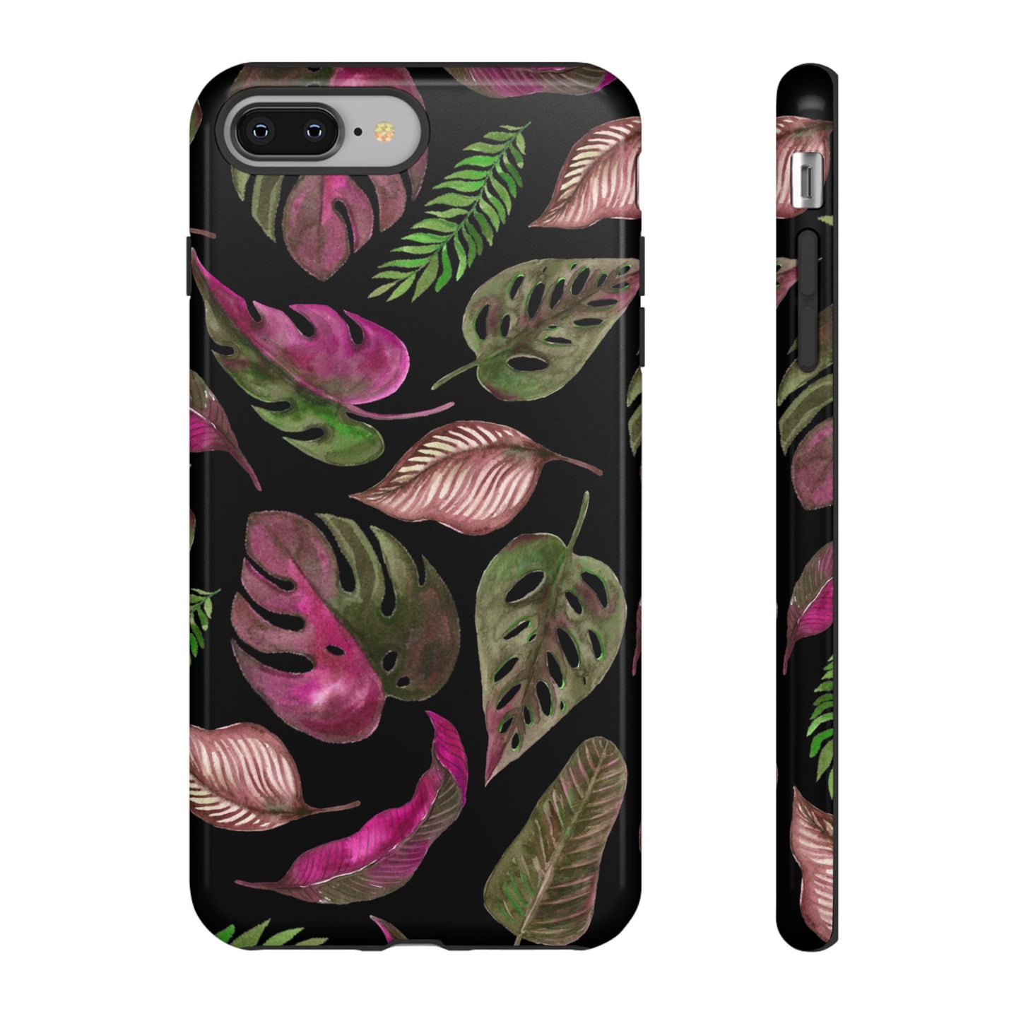 Pink & Black Tropical Leaves - Tough Case