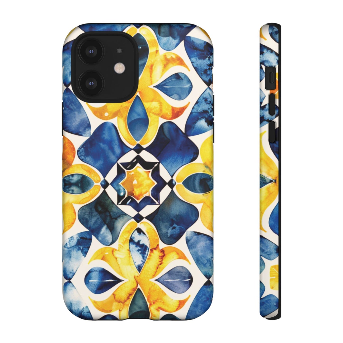 Kaleidoscope Art Phone Case - Bold Blue & Gold Geometric Design | Statement Maker Tough Case