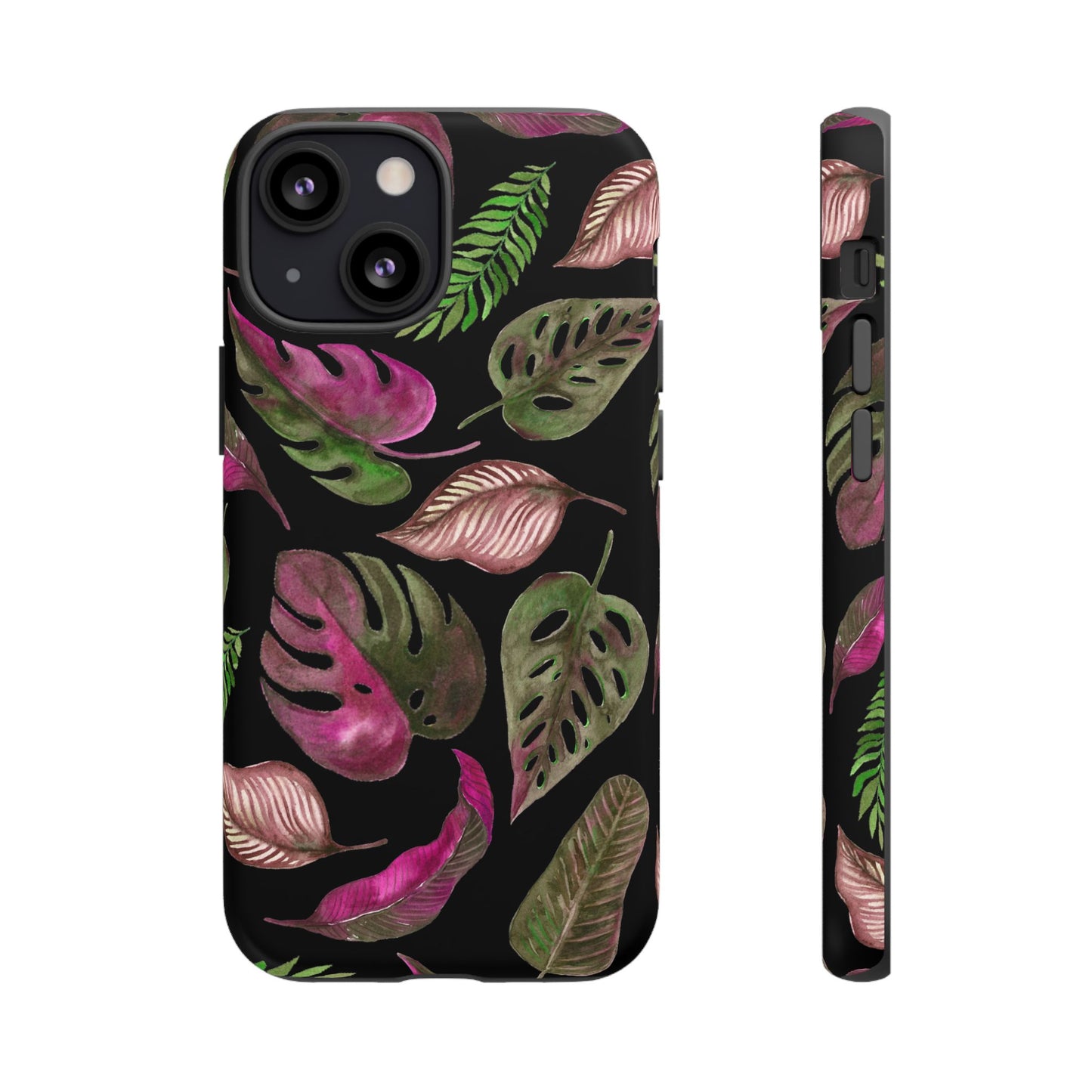 Pink & Black Tropical Leaves - Tough Case