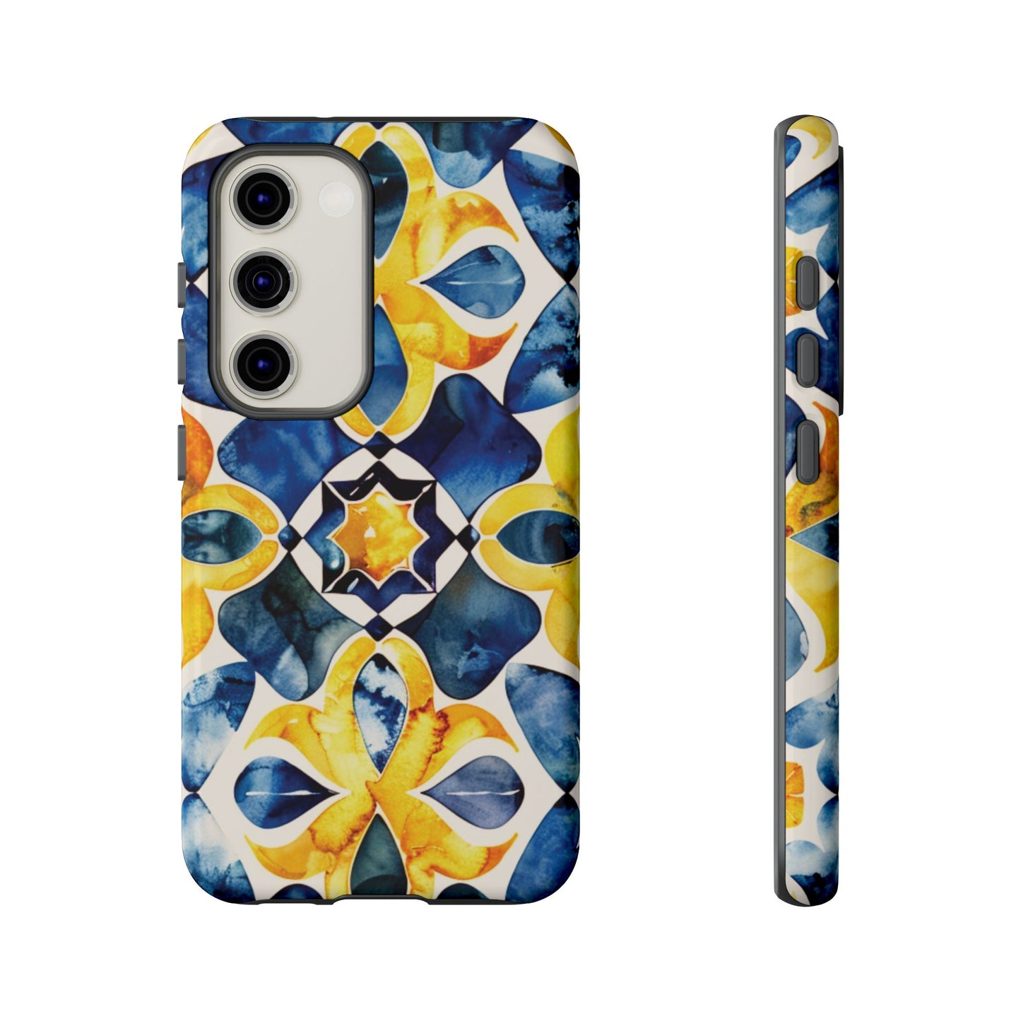 Kaleidoscope Art Phone Case - Bold Blue & Gold Geometric Design | Statement Maker Tough Case